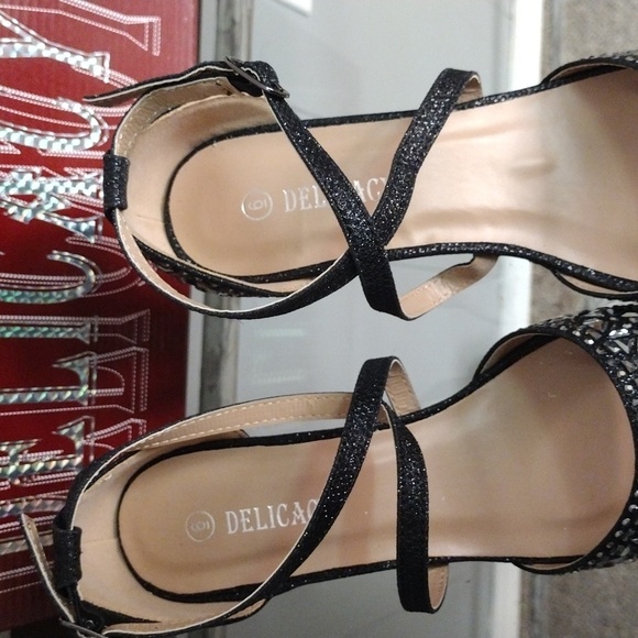 Delicacy Black and Silver Heels - Picture 3 of 11